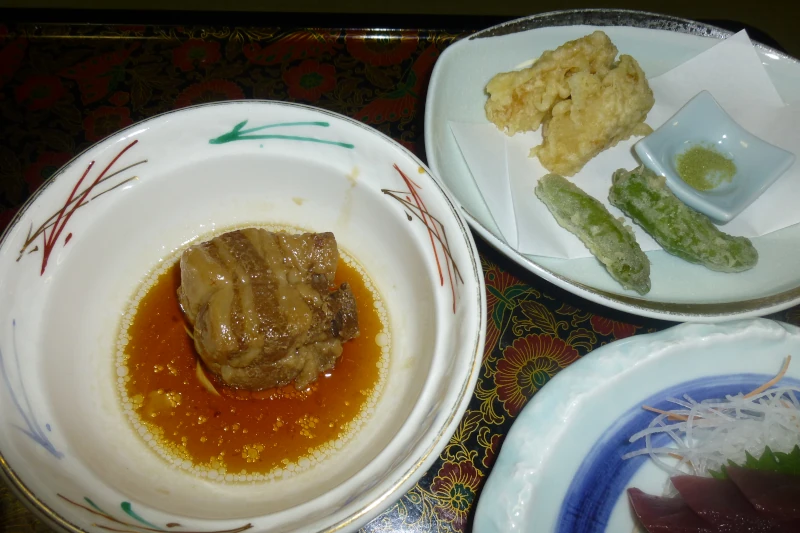 豚の角煮と天ぷら